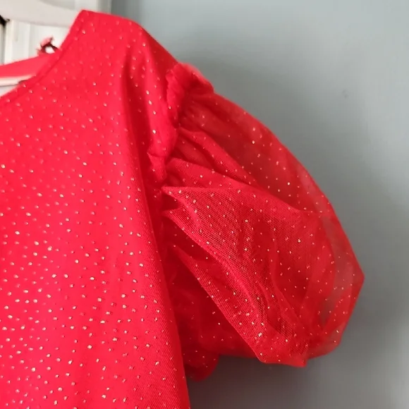 Red Ruffled Kids Tulle Dress - Picture 7 of 14